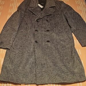 Express Black and White Checkered Trench Coat